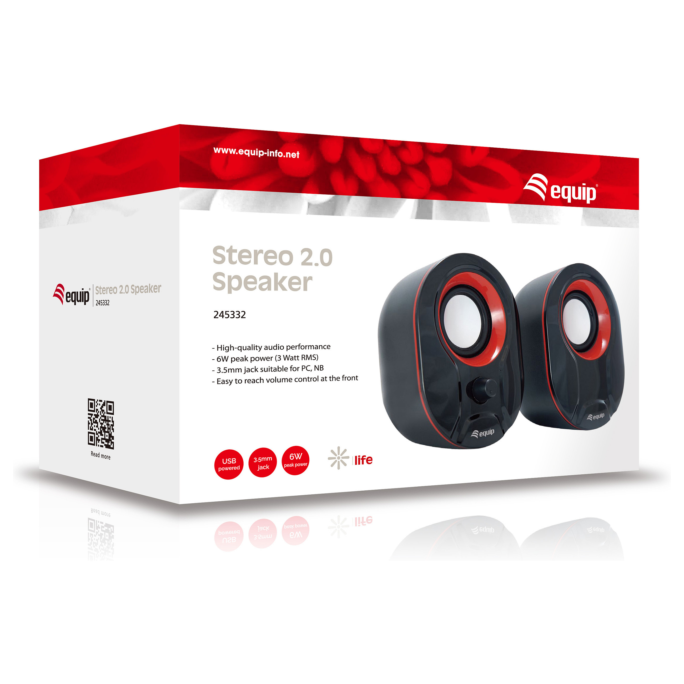 Altoparlantë Equip Compact USB-Powered Stereo Speakers For Laptop/PC - Zezë / Kuqe - 6