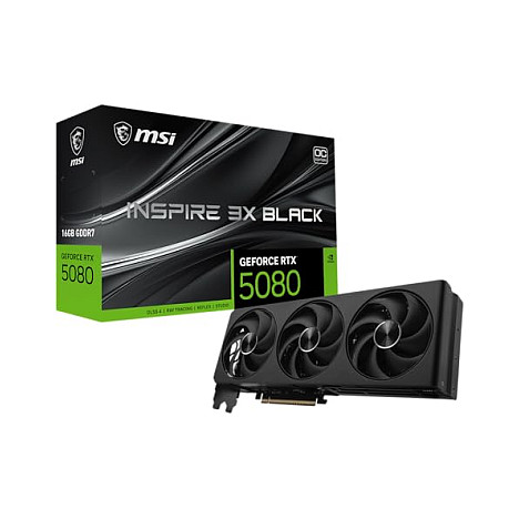 Kartelë Grafike NVIDIA GeForce RTX 5080 / 16GB GDDR7 / 256-bit / MSI INSPIRE 3X OC BLACK