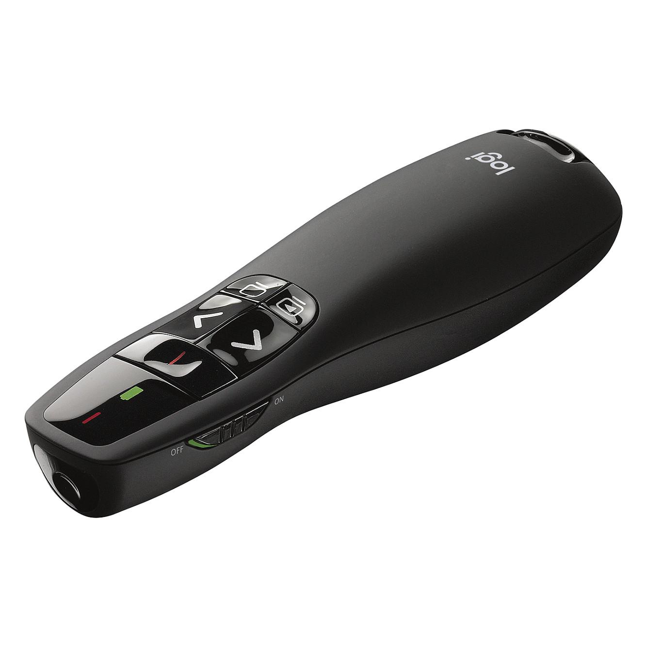 Presenter Logitech R400 / 2.4 GHz / USB Mini Receiver / Laser i Kuq / 15m - Zezë