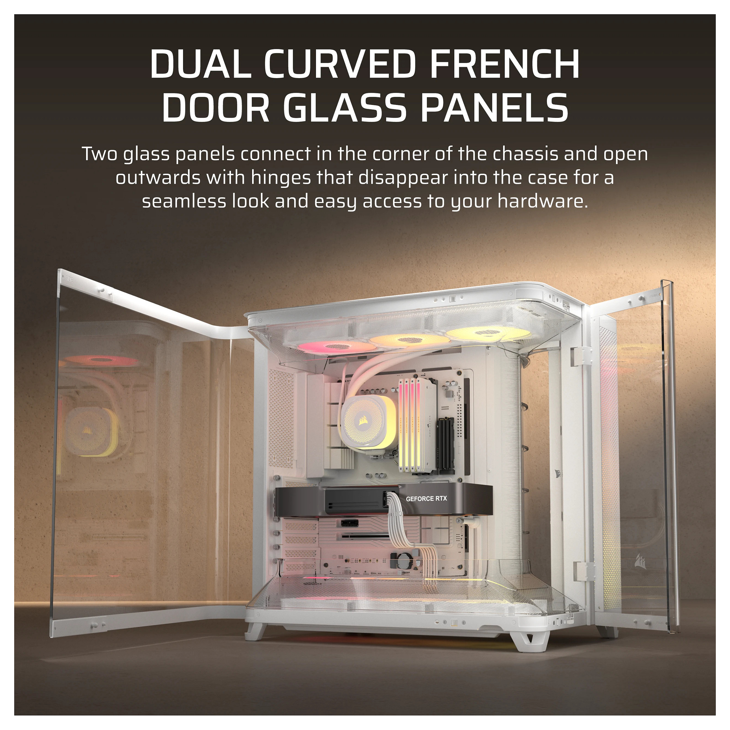 Kasë PC Corsair AIR 5400 RS-R ARGB / Midi Tower / E-ATX + ATX / 3x 120mm RS-R ARGB Fan / Tempered Glass - Bardhë - 7