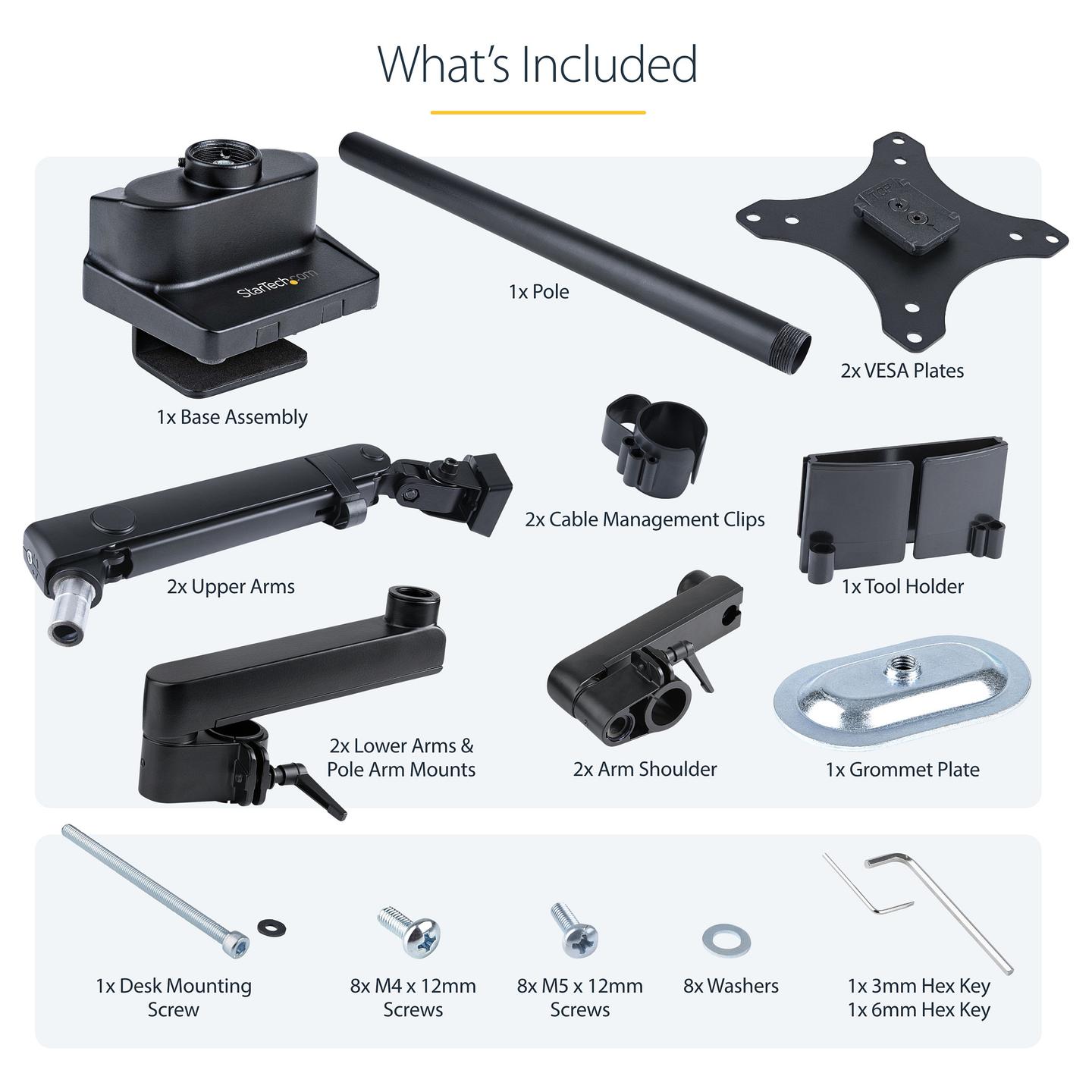 Mbajtëse për Monitor StarTech.com ARMDUALPIVOT, 2 Monitorë, deri 32", 16kg, VESA 75x75–100x100mm, Rregullim Lartësie, Pivot, Tilt - Black - 20