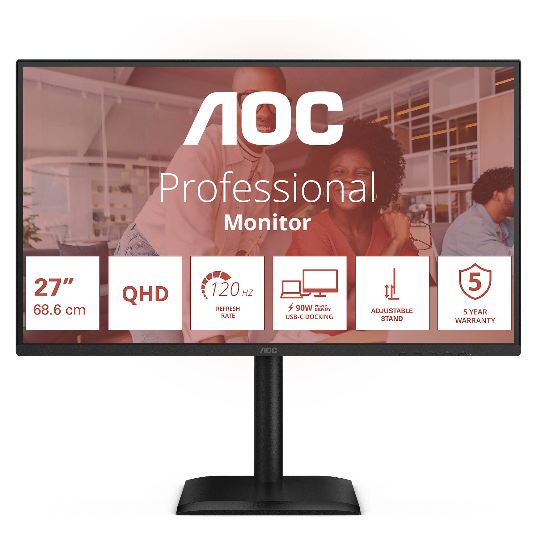 Monitor AOC Q27E4CV / 27" / Quad HD IPS LED / 120 Hz / 4ms / USB + USB-C + HDMI + DP - Zezë - 21