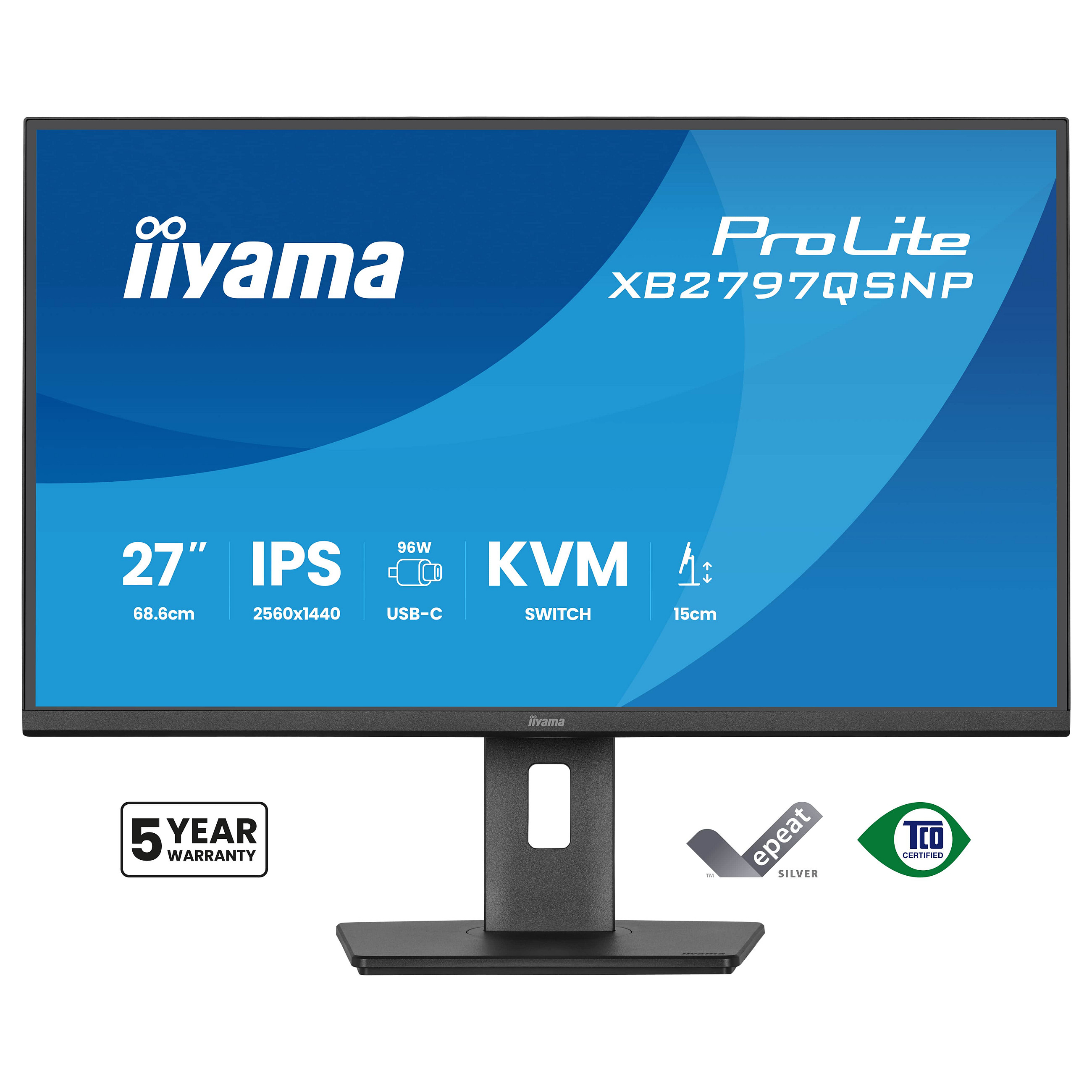 Monitor iiyama XB2797QSNP-B1 / 27"/ Quad HD IPS LED / 75Hz / 1ms / HDMI+USB+DP+HDCP - Zezë - 2