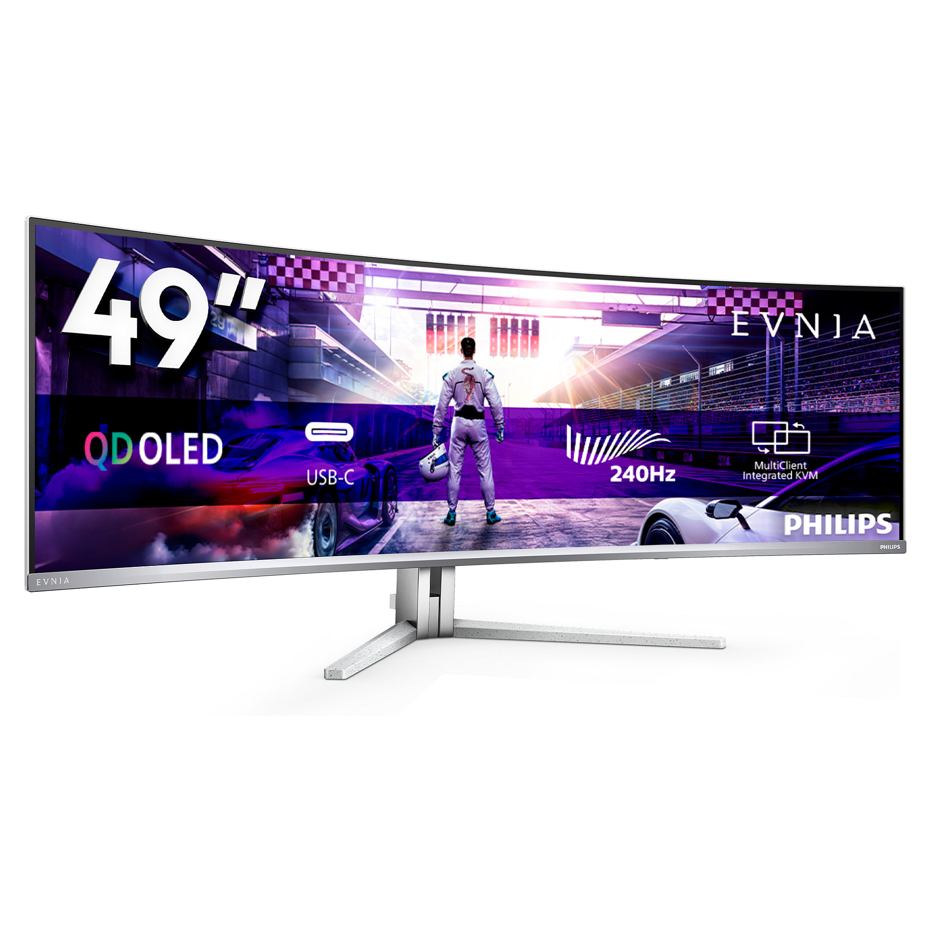 Monitor Philips 49M2C8900 / 48.9″ / DQHD / QD‑OLED / Curved / 240Hz / 0.03ms / 2× HDMI + DP + USB‑C - Bardhë - 26