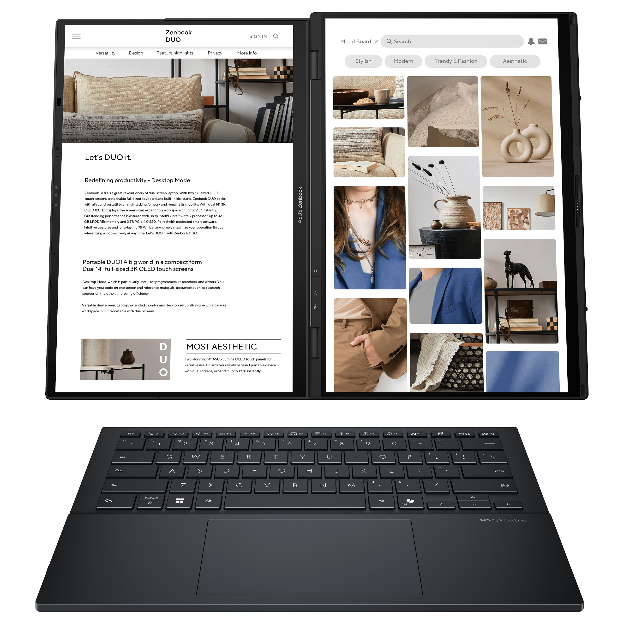 Laptop ASUS ZenBook Duo / Ultra 9-285H / 32GB LPDDR5 / 2TB / 14" 3K OLED Touch / Intel Arc 140T / DE  / Gri - 2