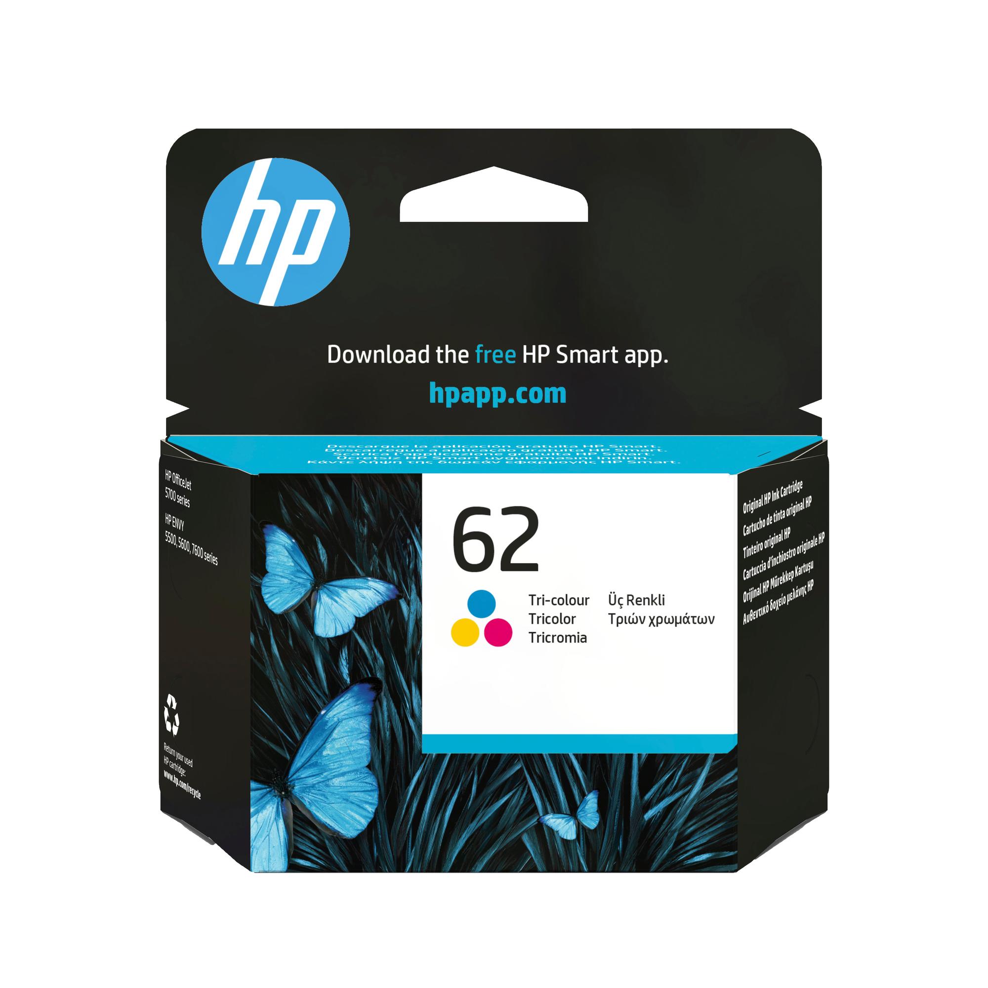 INK HP 62 / C2P06AE / 165 faqe / Standard - Blu / Rozë / Verdhë