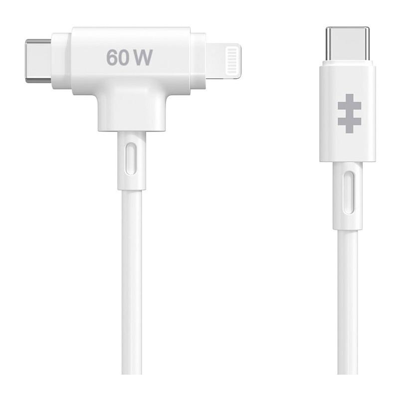Kabllo USB Targus HYPER HyperJuice HJ4010WHGL, USB-C në Lightning, 60W, 1.5m, Silikon - Bardhë