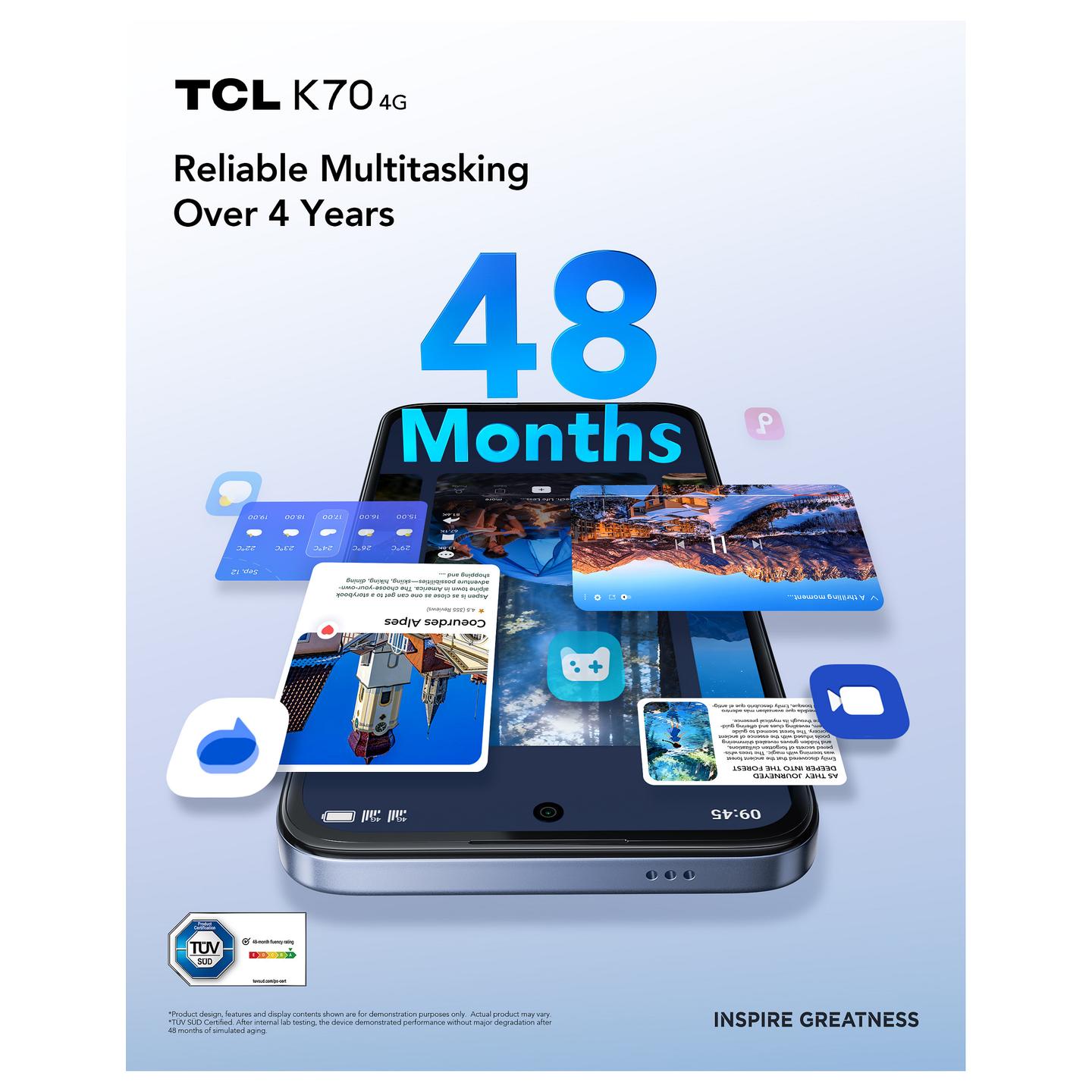 Telefon i Mençur TCL K70 4G / 6.8" HD+ / 120 Hz / MediaTek Helio G100 Turbo / 4 GB RAM / 128 GB / Dual SIM / 50 MP / 5200 mAh / IP64 - Zezë - 7