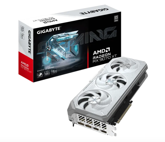 Kartelë Grafike Gigabyte Radeon RX 9070 XT GAMING OC ICE / 16GB GDDR6 / PCIe 5.0 / 3 Fan – Bardhë