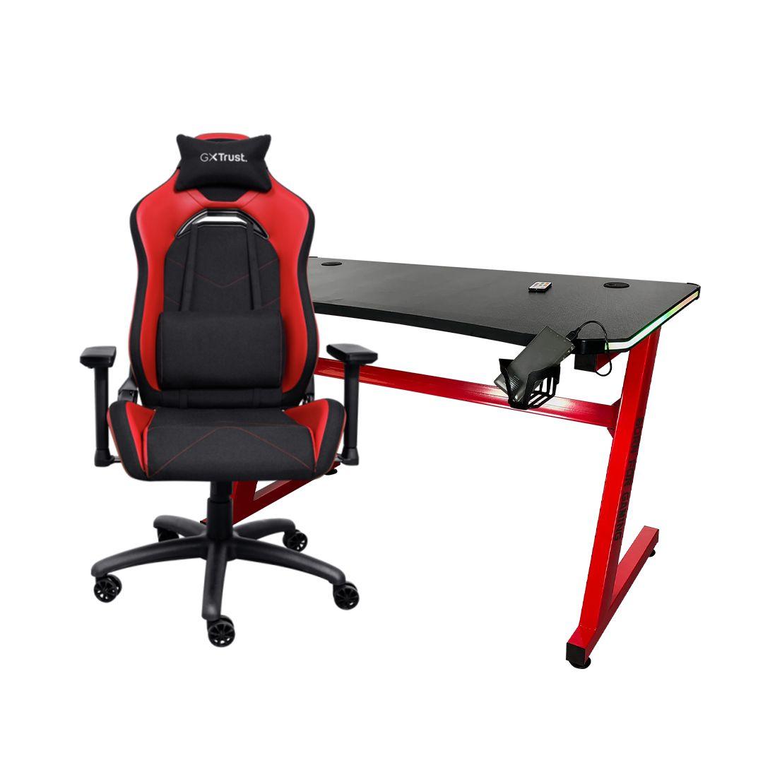 Tavolinë Gaming MARVO DE-08, 110 x 60 x 74 cm + Karrige Gaming Trust GXT 714R Ruya, Tilt-Lock, 155-195cm, 3D Armrests, 150kg 