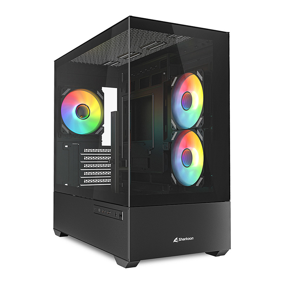 Kasë Sharkoon MK6 RGB Micro-ATX 1xGlass - Zezë - 1