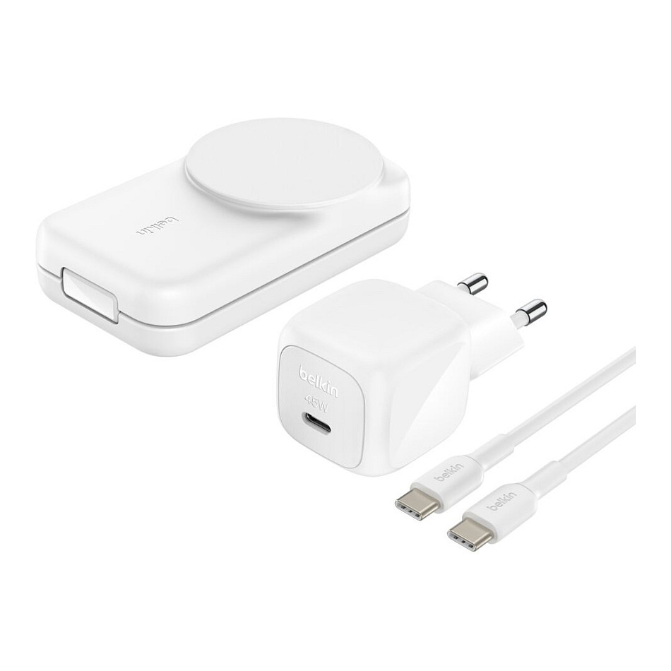 Karikues Belkin UltraCharge / 3-në-1 / Qi2 / 25W / MagSafe / USB-C / Adapter 45W - Bardhë - 8