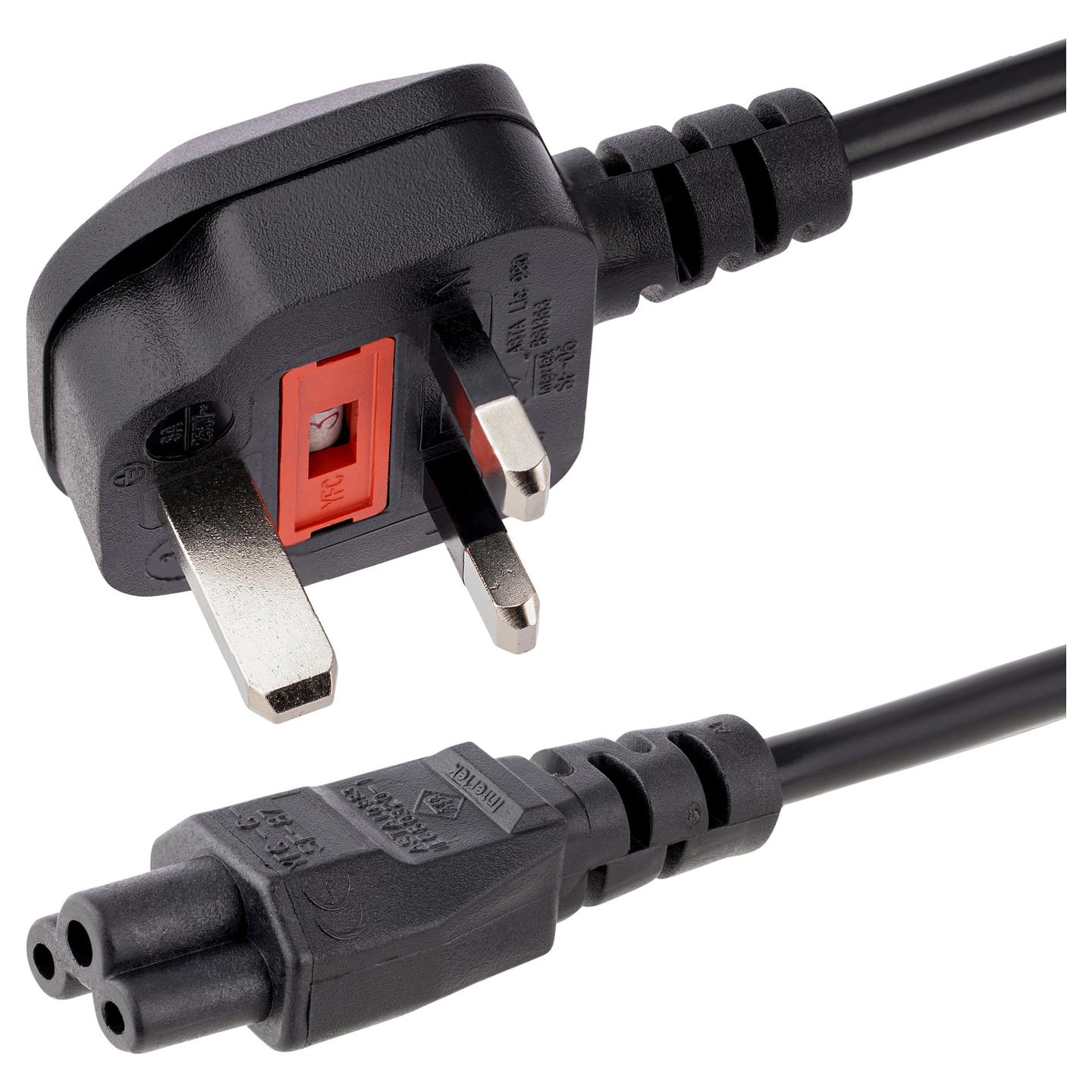 Kabllo për Furnizim me Energji StarTech.com PXTNB3SUK1M / BS 1363 - C5 / 18 AWG / 250 V / 2.5 A / 1m - Zezë