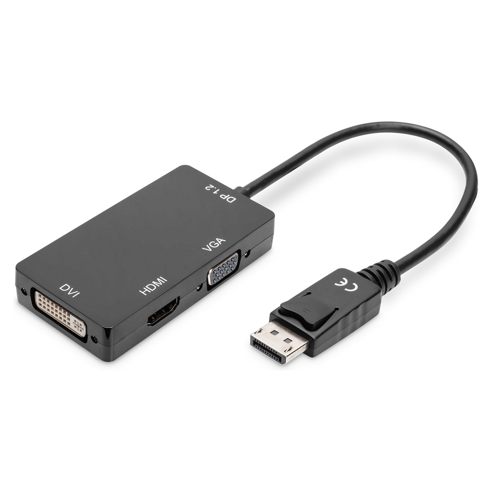 Kabllo Digitus DisplayPort & HDMI, DVI, VGA (ST-BU), 0.2m, 4K UHD, 30Hz, e zezë - 1