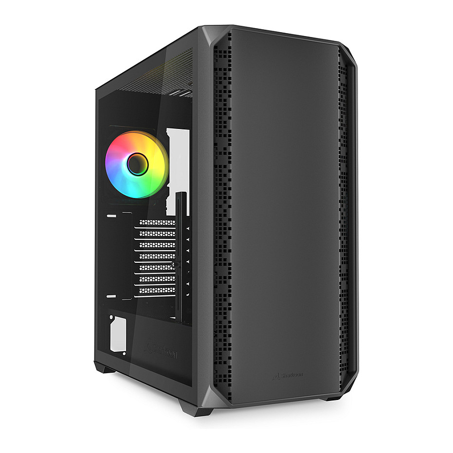 Kasë Sharkoon AK2 RGB ATX 1xGlass - Zezë - 1