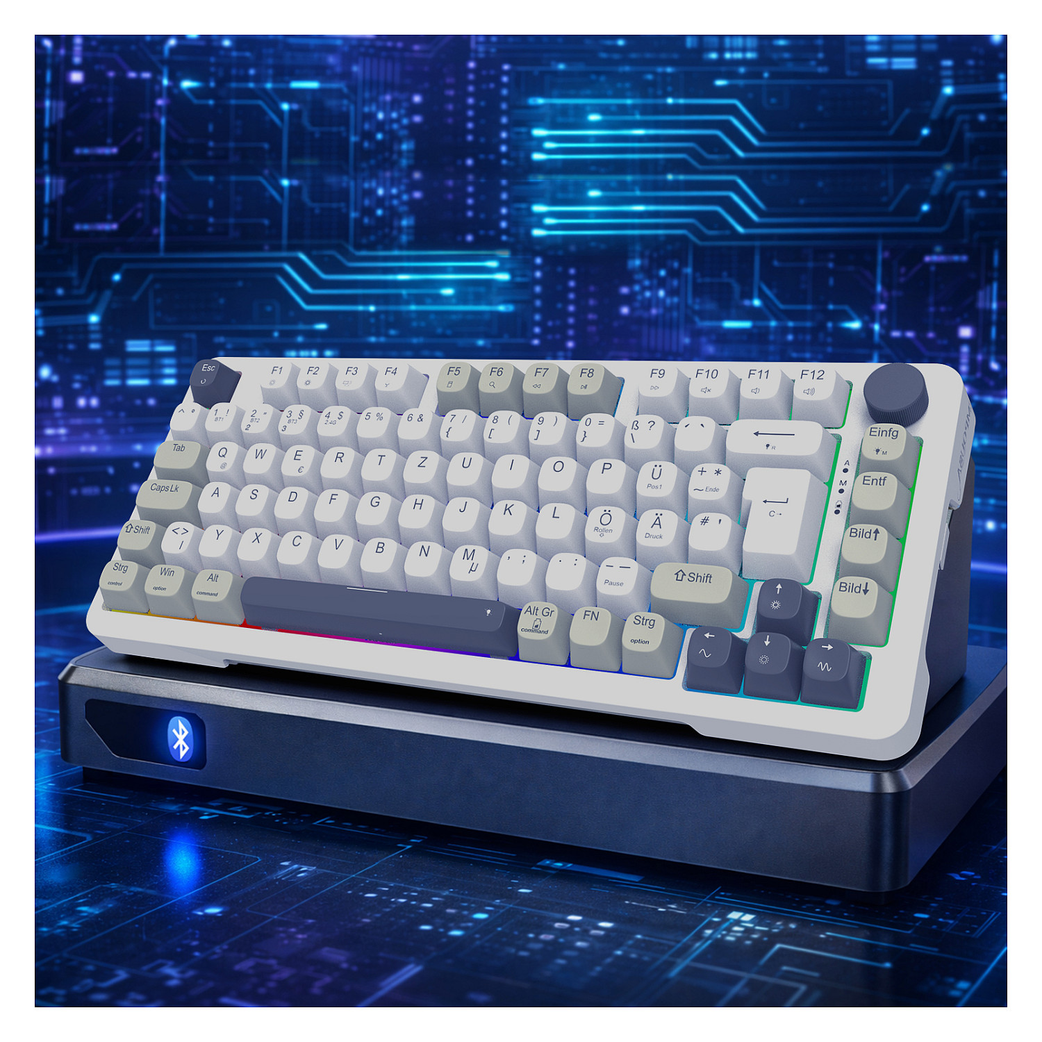 Tastierë Gaming Inca IKG-455 / Wired & Wireless / QWERTY / Mekanike / RGB LED / USB + RF Wireless + Bluetooth - Bardhë - 2