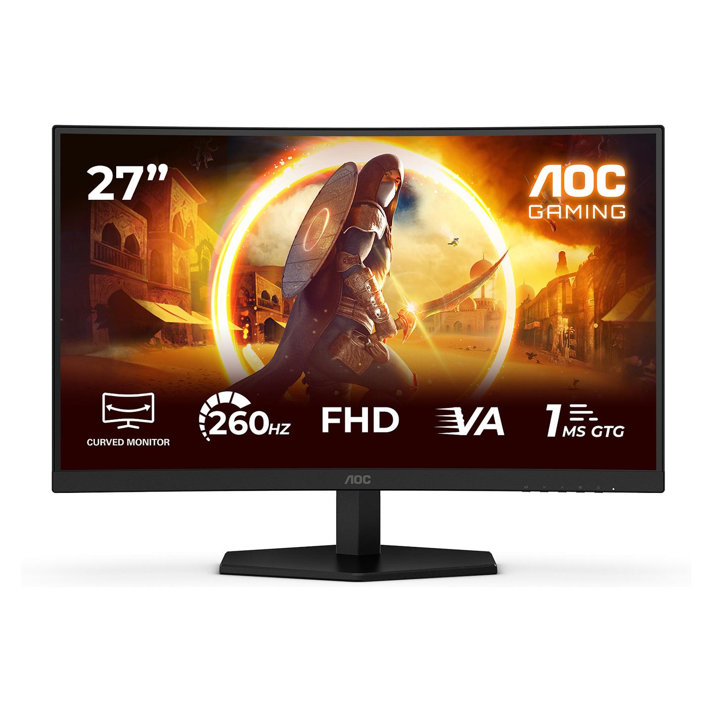 Monitor Gaming AOC C27G42ZE, 27", FHD VA Curved, 260Hz, 1ms, HDMI+DP - Zezë