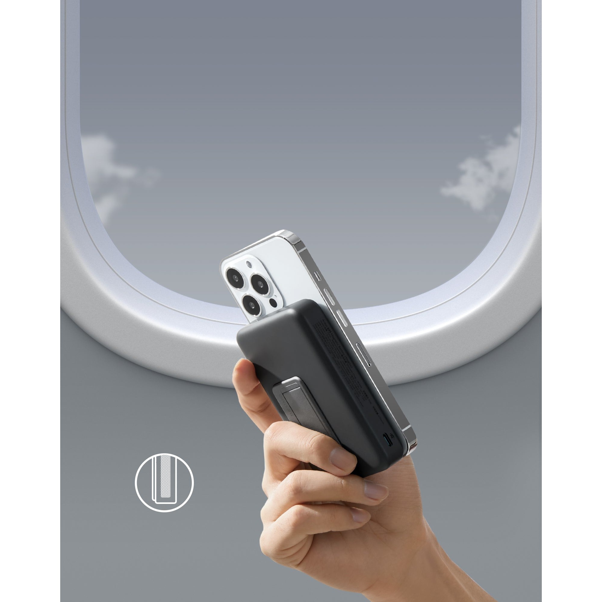 Anker 633 Magnetic Battery MagGo – Powerbank 10000mAh, 20W, Wireless 7.5W, USB-C + USB-A, Mbajtëse Magnetike, E zezë - 4