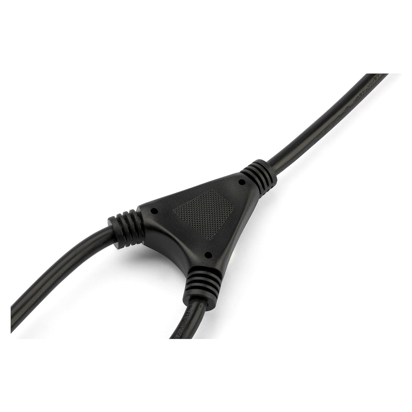 Kabllo për Furnizim me Energji StarTech.com PXT101YEU2M / CEE 7/7 - 2x C13 / 18 AWG / 250 V / 10 A / 2m - Zezë - 3