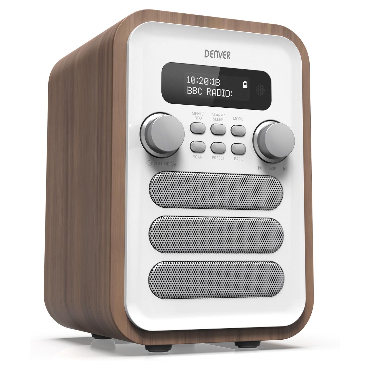 Radio Denver DAB-48, DAB+, FM, 2.5W, Jack 3.5 mm - Bardhë dhe Dru - 5