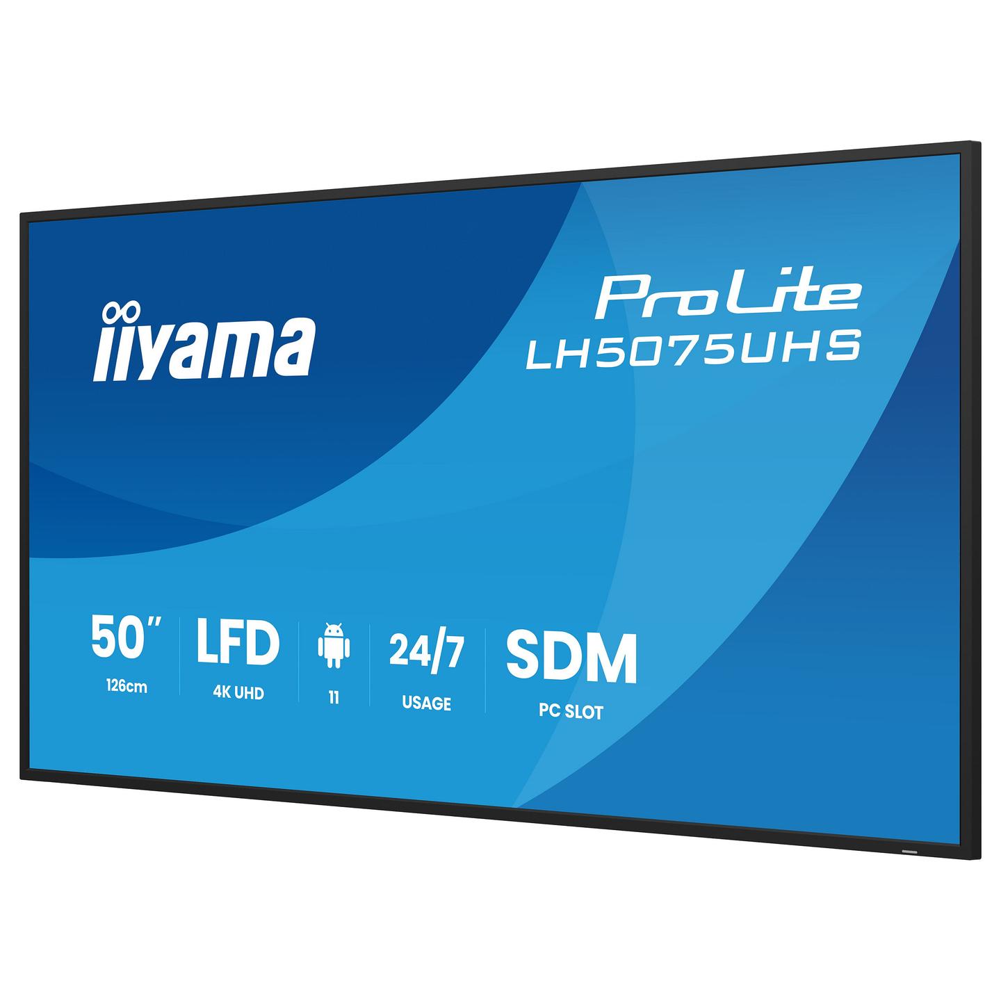 Digital Signage iiyama ProLite LH5075UHS-B2AG, 49.5", 4K UHD, VA, 4GB, 32GB, HDMI, DisplayPort, USB - Zezë - 6