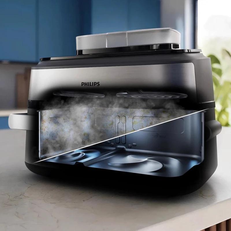 Fryer Philips 5000 Series NA565/02, 9.5L, 2750W, SteamFry, SteamClean, RapidAir Plus - Zezë/Argjend - 2