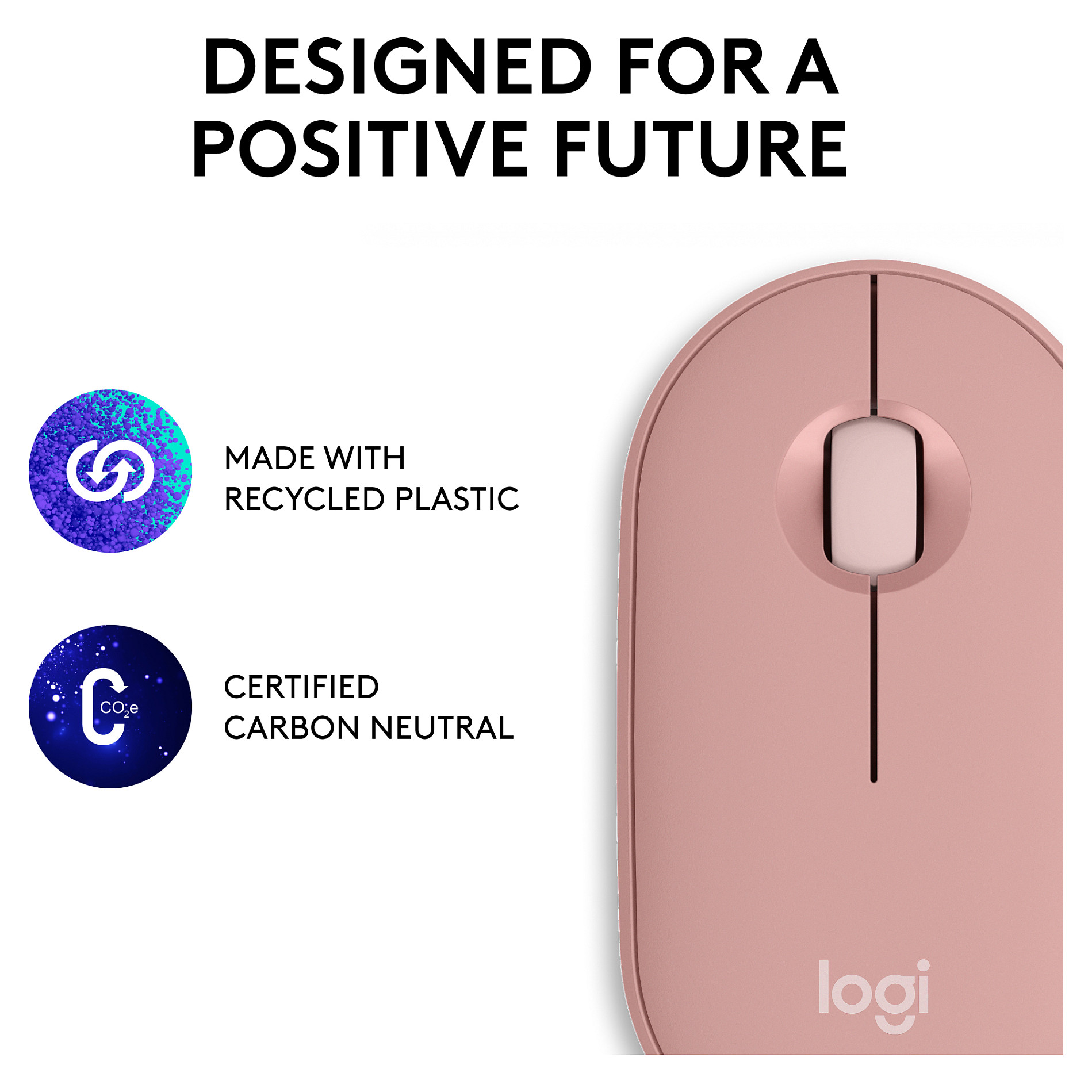 Maus Pa Kabllo Logitech Pebble Mouse 2 M350s / 3 Butona – Rozë - 10