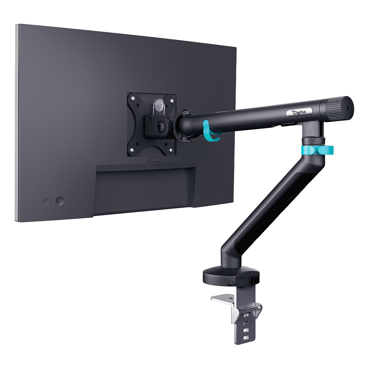Mbajtëse për Monitor DIGITUS Single Design / 15″–35″ / deri në 10 kg / Sustë Mekanike / VESA 75×75, 100×100 / e Rregullueshme - Zezë