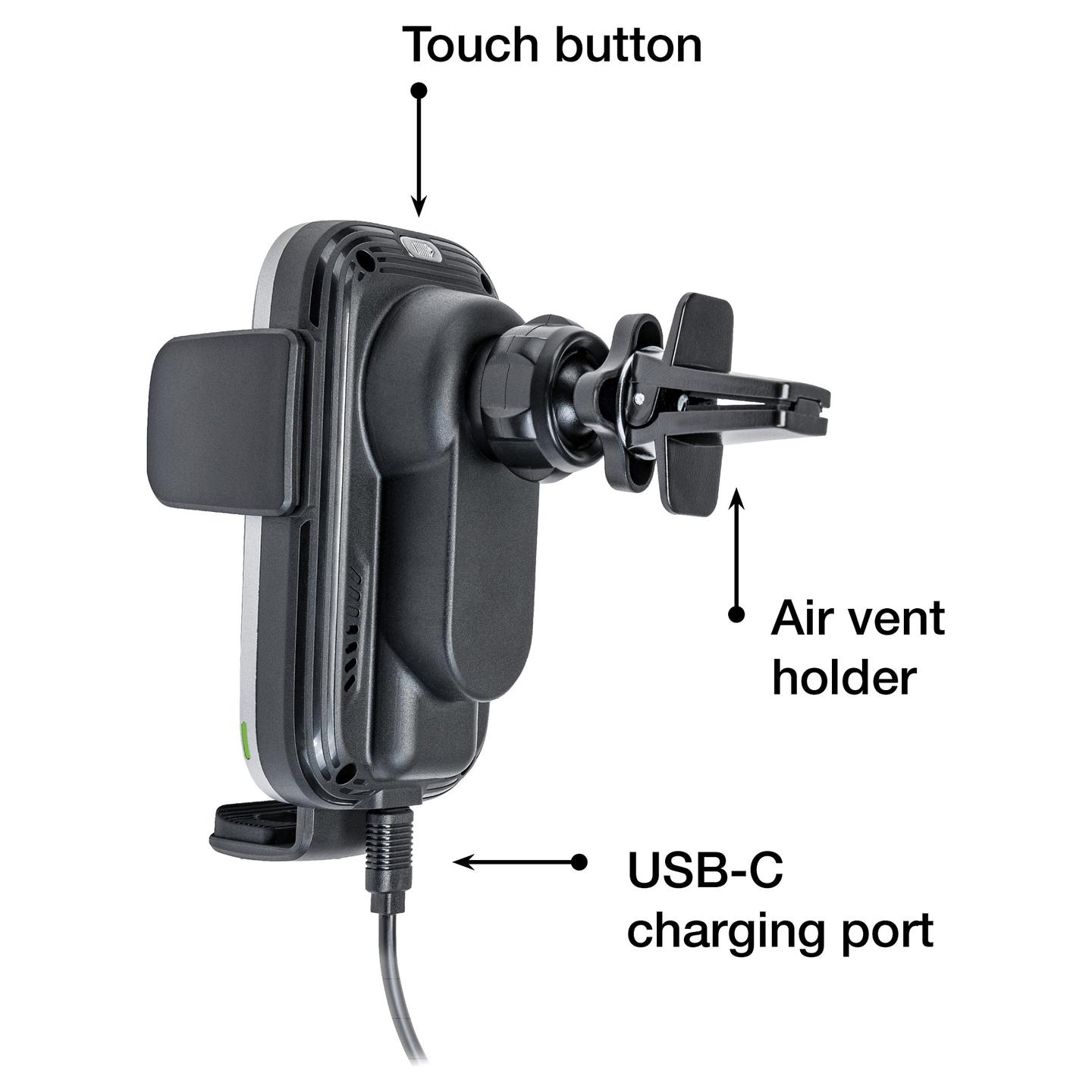 Mbajtës Telefoni për Veturë Verbatim FWC-03 Pro, Karikim Wireless Qi, 15W, Mbërthim Automatik, Rrotullim 360°, 3 Mundësi Montimi, USB-C në USB-A, 1 m – Zezë - 5