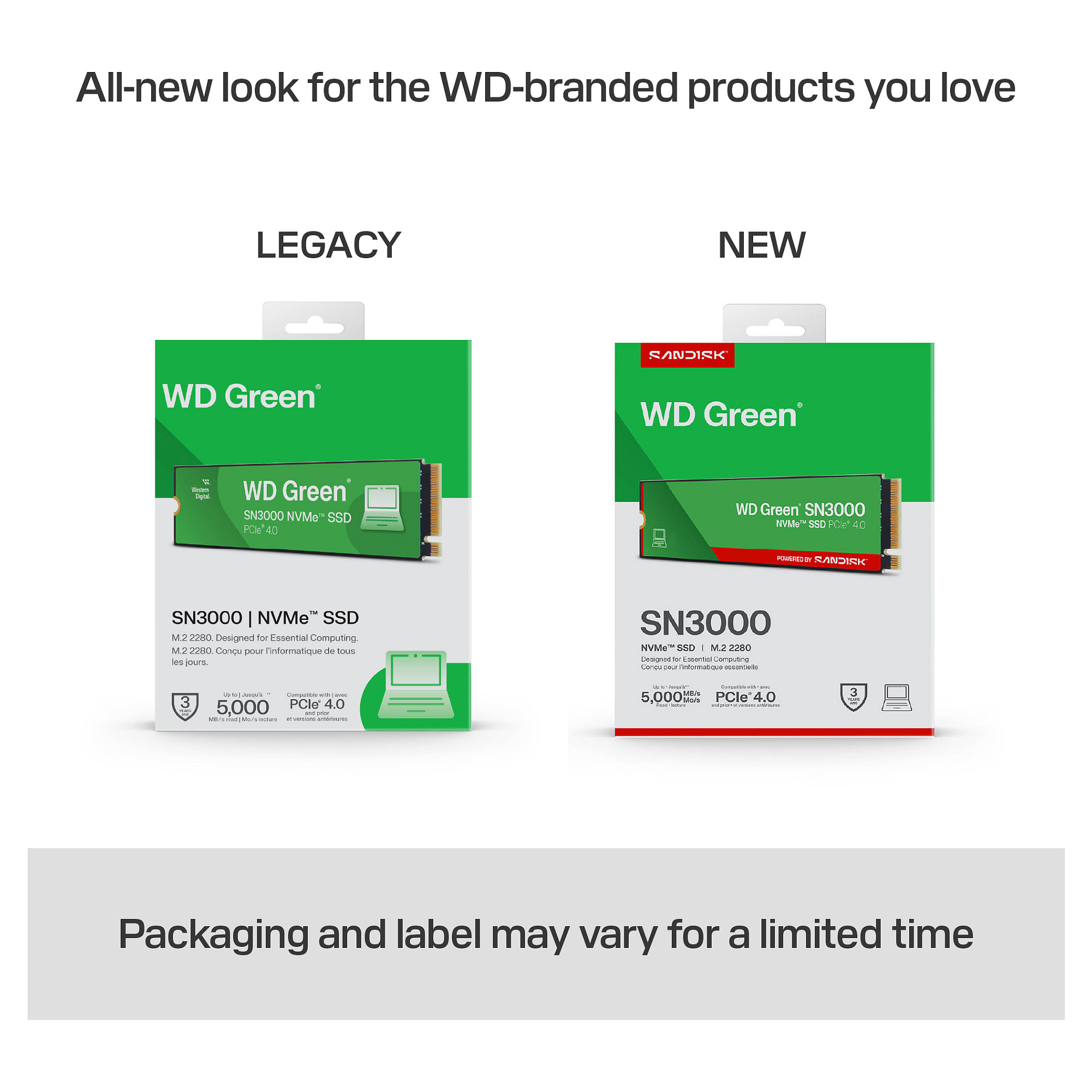 SSD e brendshme M.2 WD Green SN3000 NVMe SSD 500GB 2280 - 11