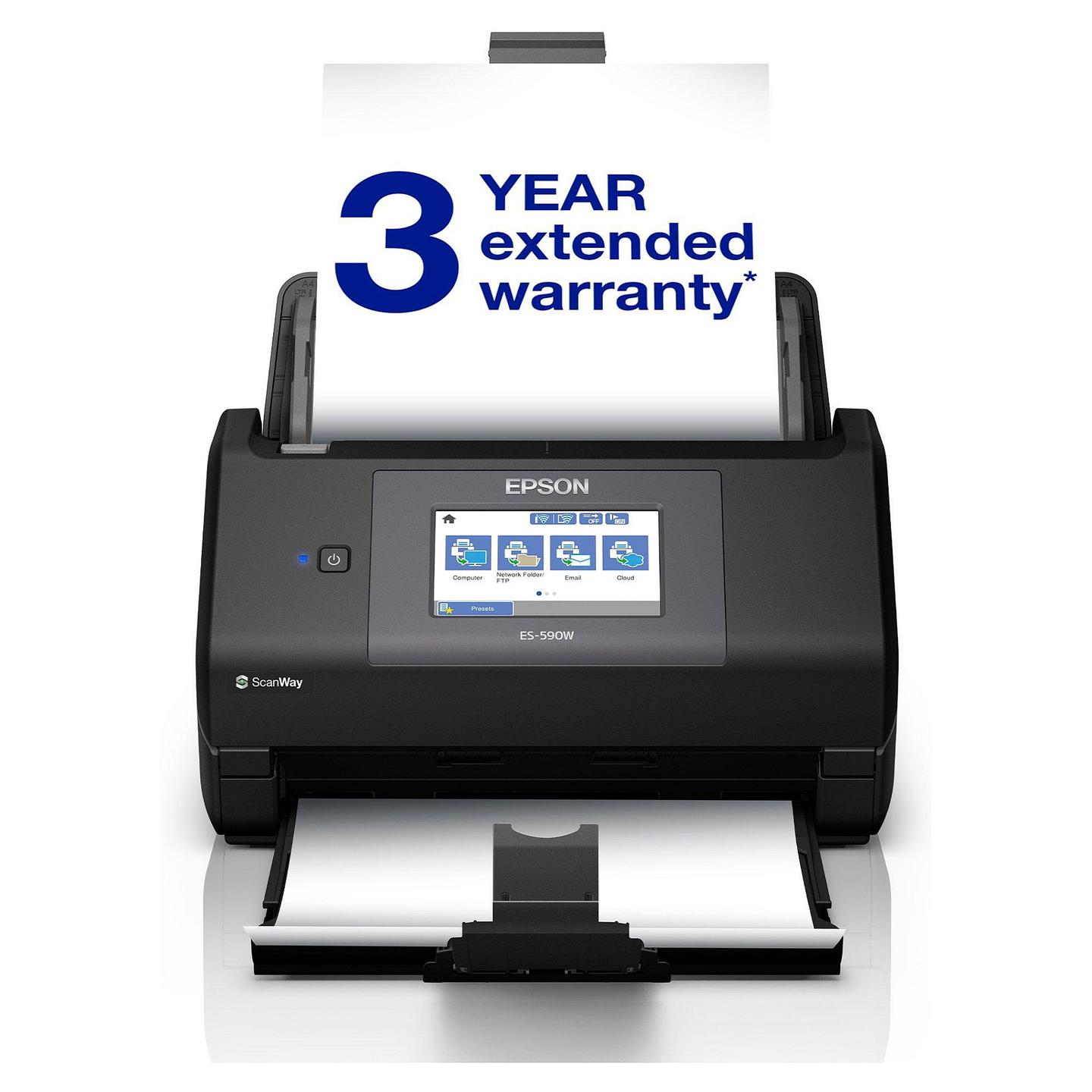 Skaner Epson WorkForce ES-590W / A4 / CIS / 600 × 600 DPI / Duplex / 45 ppm / 90 ipm / ADF 100 Fletë / Wi-Fi / USB 3.2 - Zezë - 4