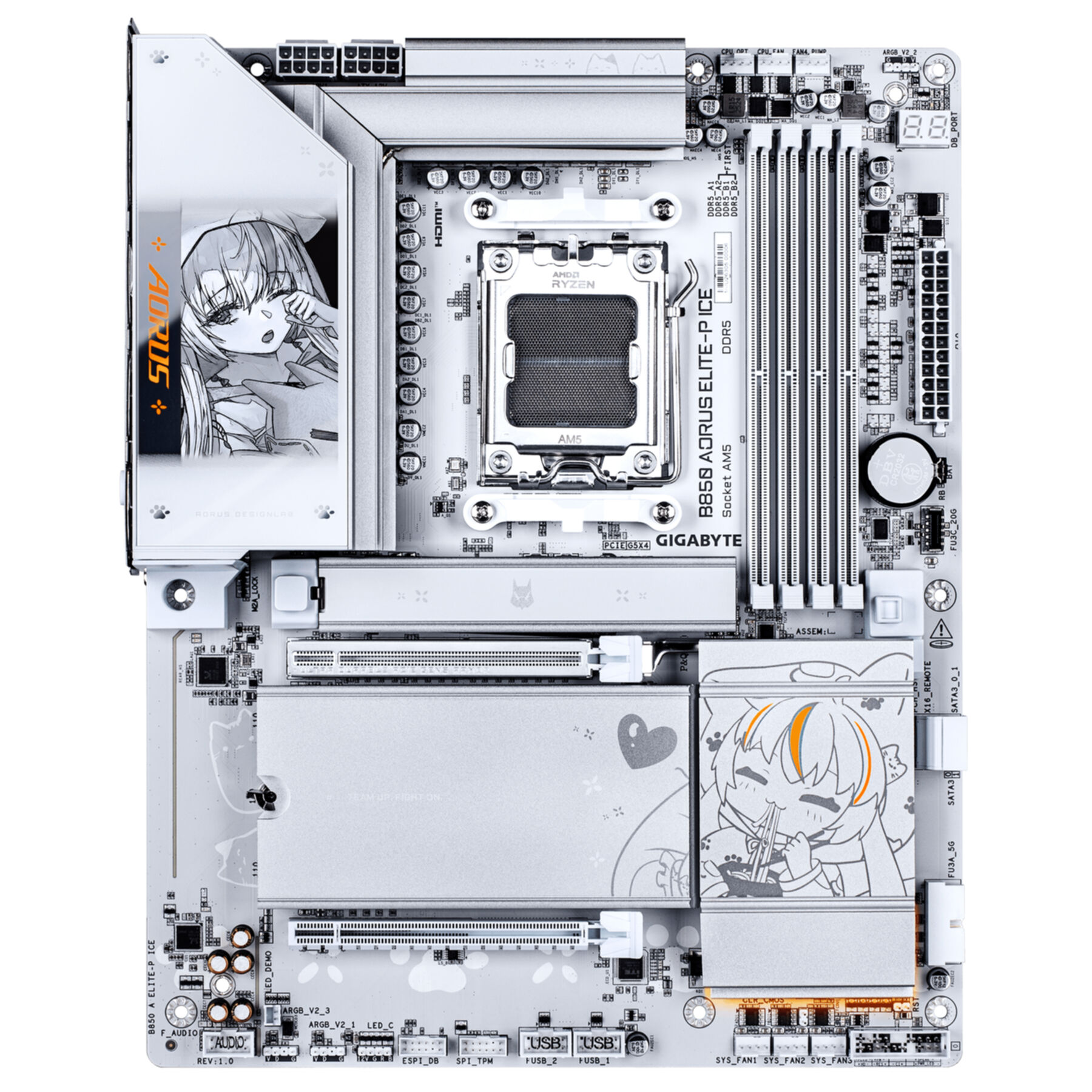 Pllakë Amë Gigabyte B850 AORUS ELITE-P ICE / AMD AM5 / B850 / DDR5 / ATX / Wi-Fi 7 / 5GbE LAN