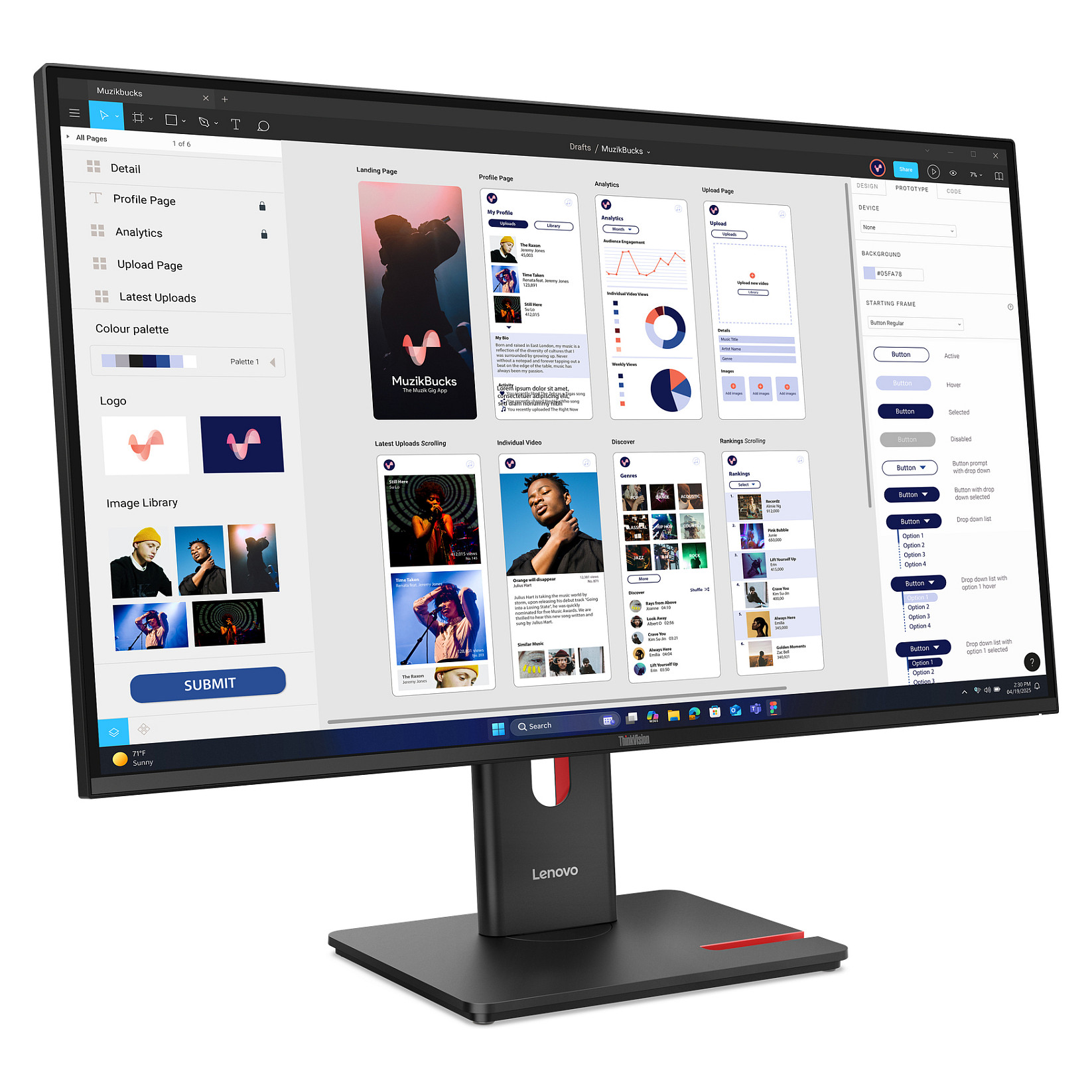 Monitor Lenovo ThinkVision T32UD-40 / 31.5" / 4K Ultra HD IPS / LCD / 60 Hz / 6 ms / HDMI+USB+DP - Zezë - 3