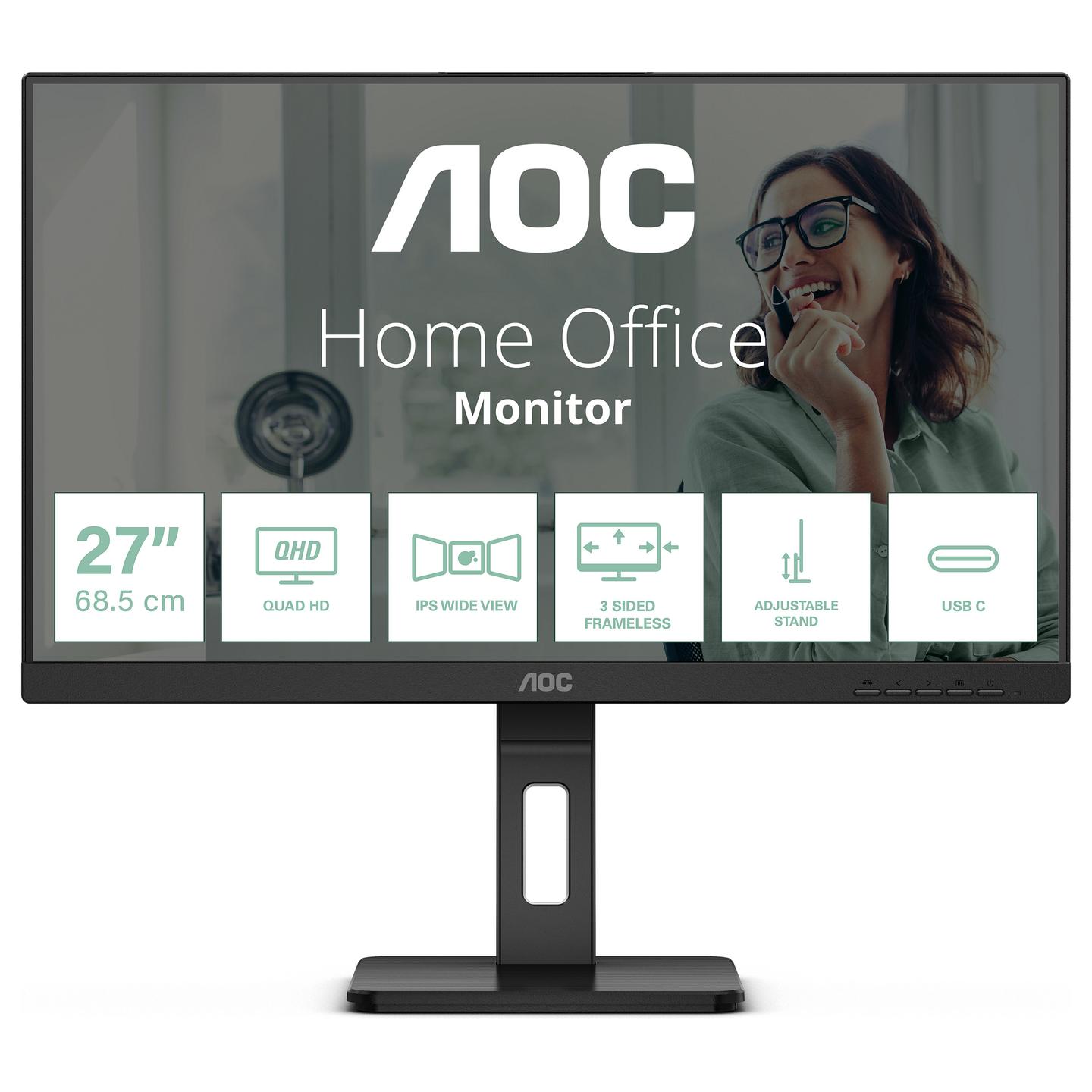 Monitor AOC Q27P3CV / 27" / QHD IPS / 100 Hz / 4 ms / HDMI + DisplayPort + USB-C - Zezë