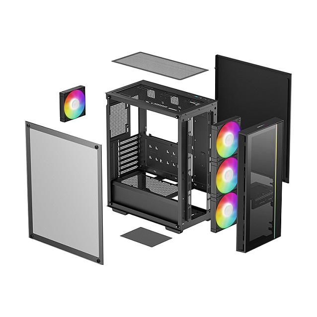 Kasë PC DeepCool MATREXX55 V4 C / Mid Tower / ATX / 3x 140mm + 1x 120mm ARGB Fan / Tempered Glass / Mesh / 360mm Radiator - Zezë - 12