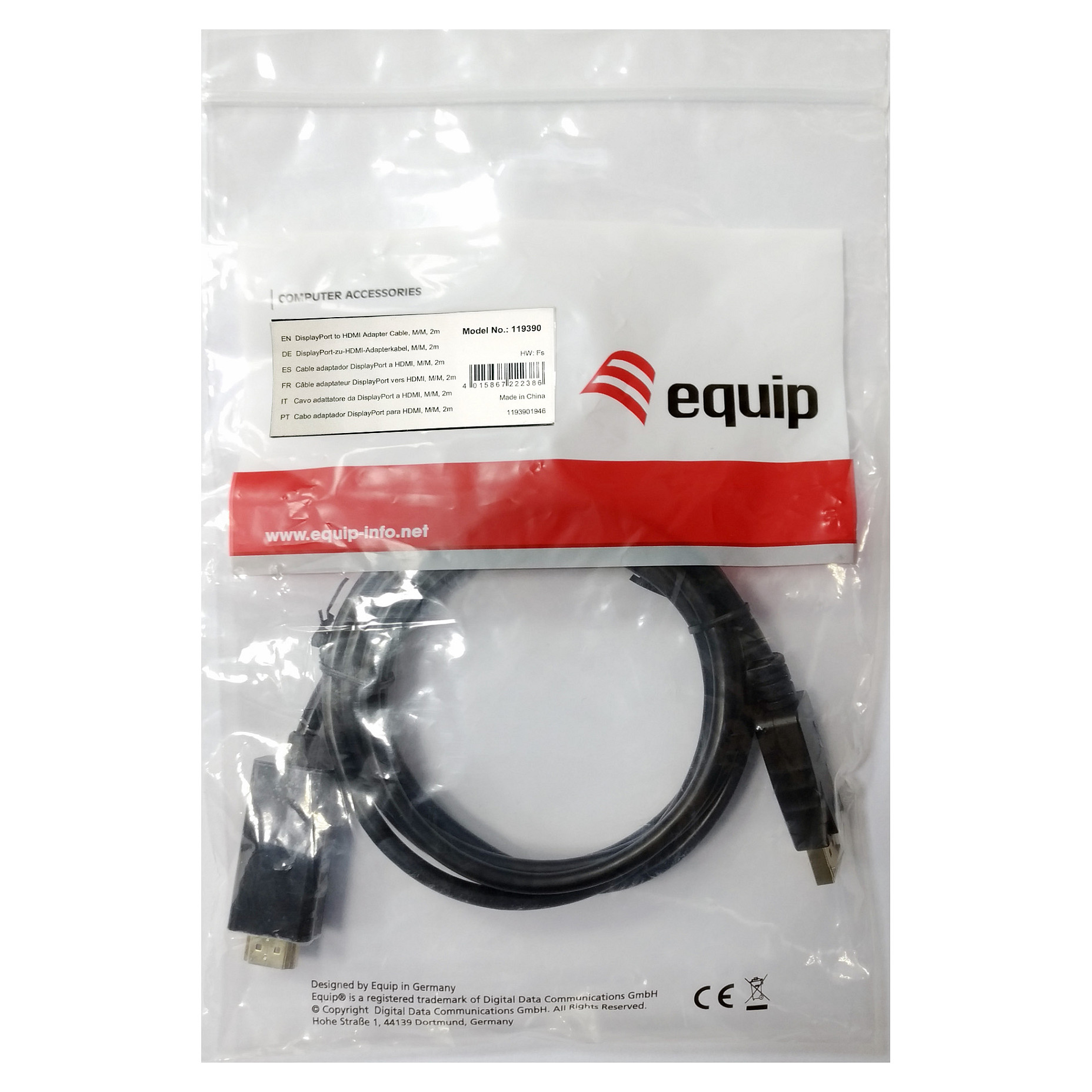 Kabllo DisplayPort në HDMI Equip (St/St) 2.00m / 4K/30Hz – Zezë - 2