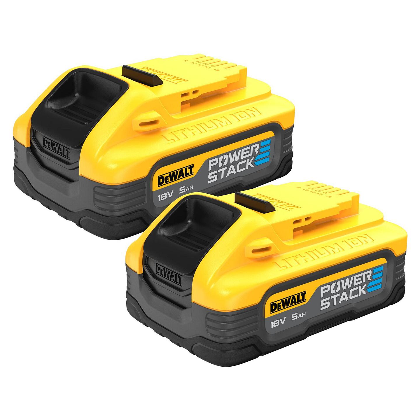 Set Bateri DeWALT DCBP518H2-XJ XR POWERSTACK, 18V, 2×5Ah, Li-Ion - Verdhë/Zezë