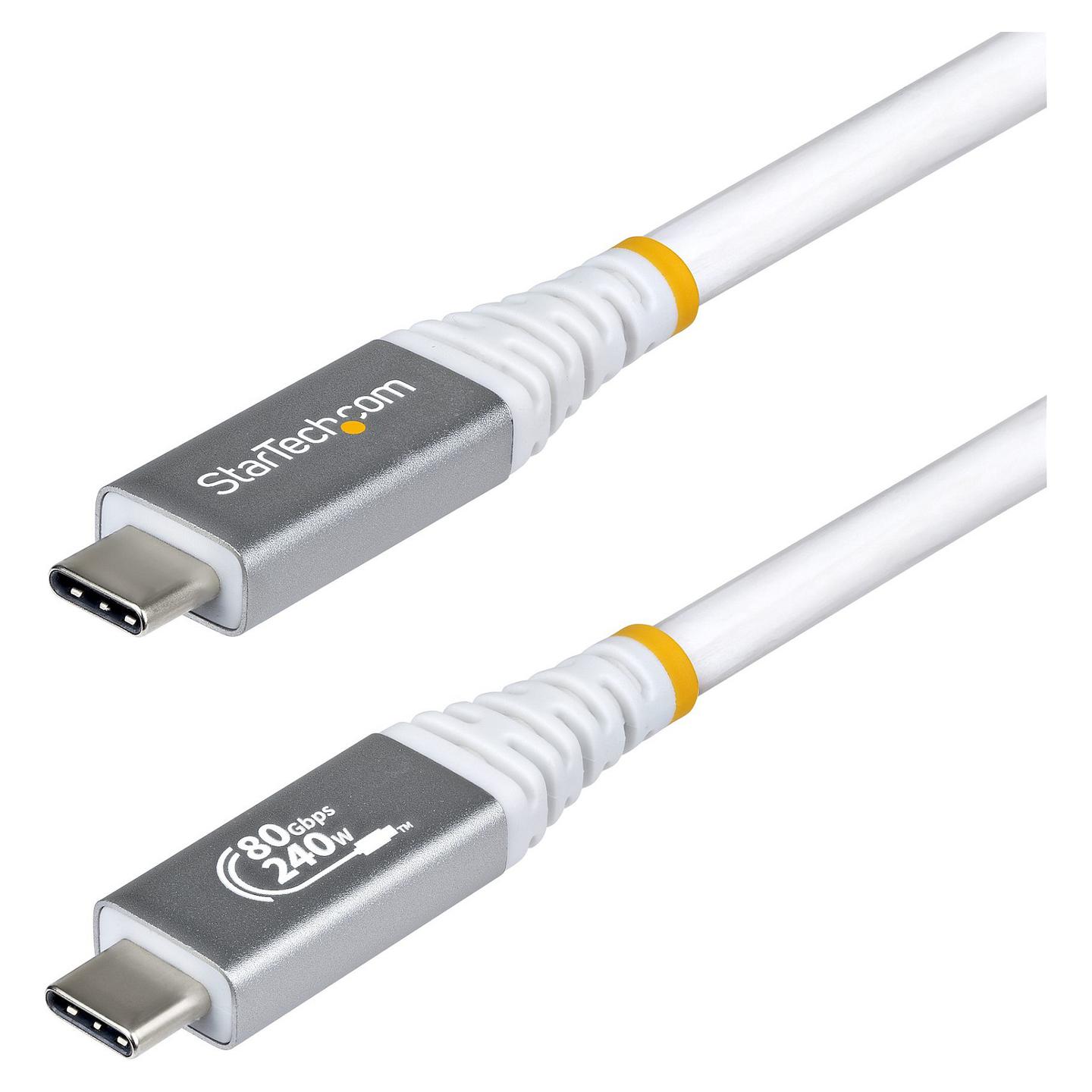 Kabllo USB StarTech.com CC150CM80GUSB4CABLEW / USB-C në USB-C / USB4 / 80 Gbit/s / 240W / 1.5m - Bardhë