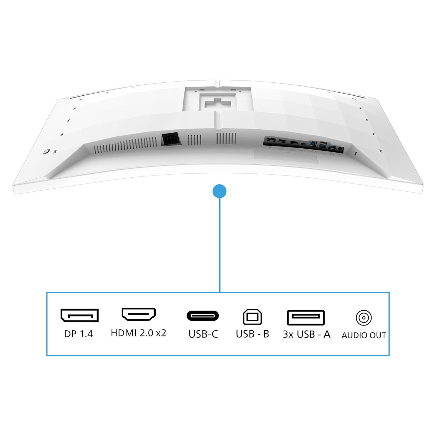 Monitor Gaming Philips 34M2C5601QA/00, 34", UWQHD Fast VA Curved, 200Hz, 1ms, 2xHDMI+DP+USB-C+USB - Bardhë - 10