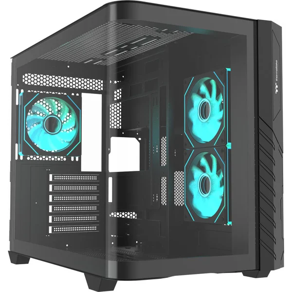 Kasë PC Thermaltake Vision 330 CR ARGB SE Edition / Mid Tower / ATX / 5x 120mm Reverse ARGB + 1x 120mm ARGB Fan / Curved Tempered Glass / Dual Chamber / 360mm Radiator - Zezë