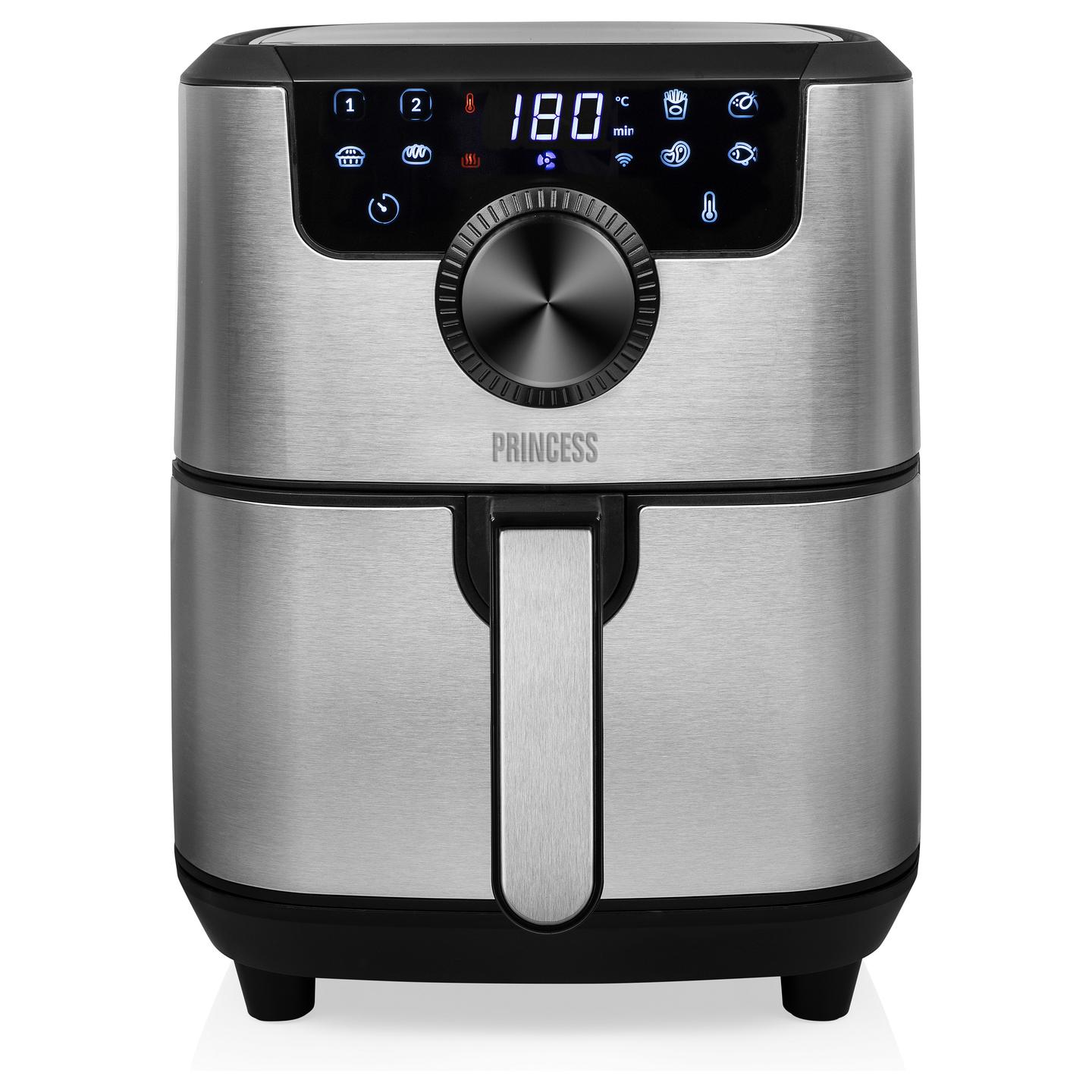 Fryer Princess Smart Aerofryer / 182037 / 4.5L / 1500W / 8 Programe / 80–200°C / LCD / Wi-Fi / Keep Warm – Argjend/Zezë - 2