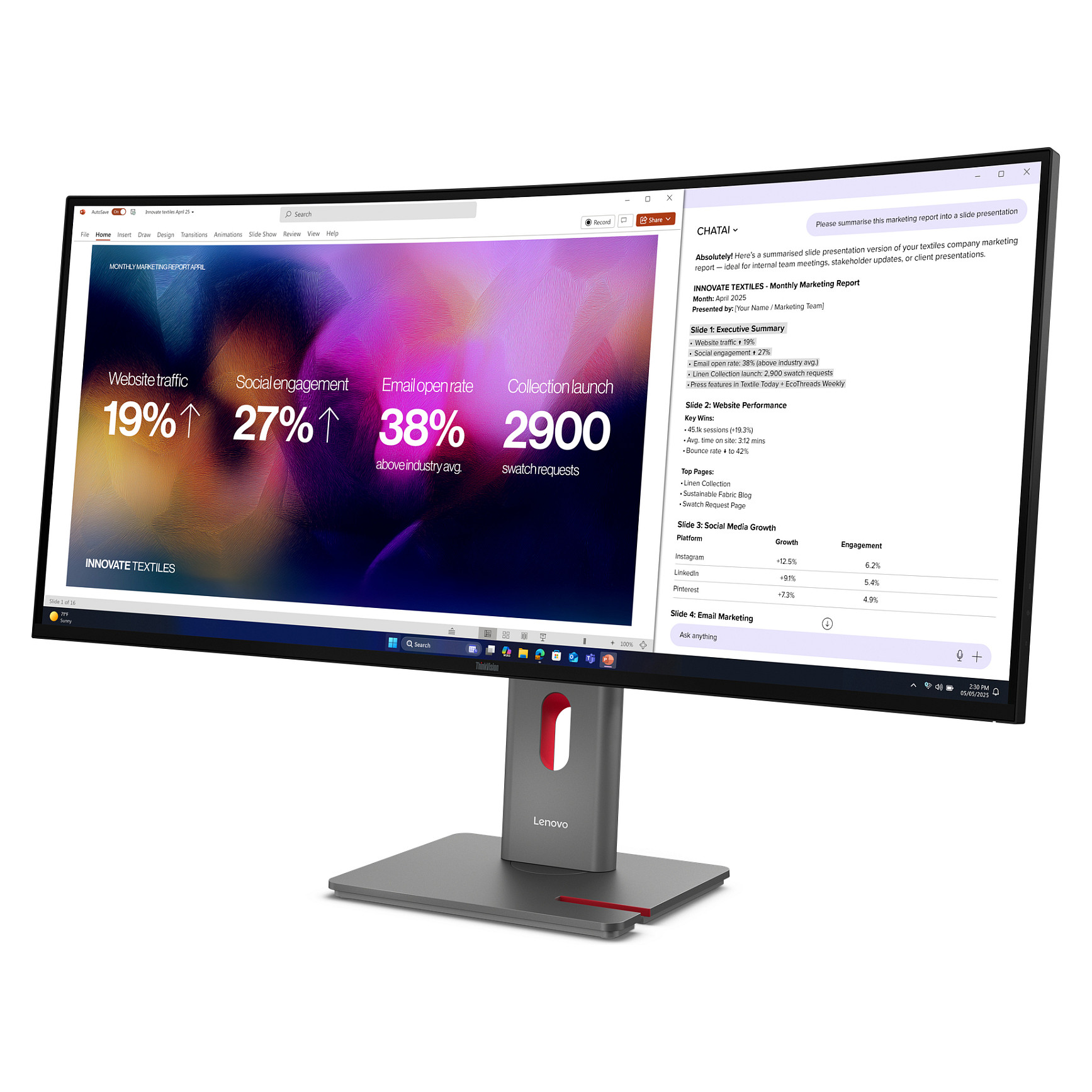 Monitor Lenovo ThinkVision P40WD-40 / 39,7"/ WUHD IPS LED Curved / 120Hz / 6ms / HDMI+DP+USB-C - Zezë - 4