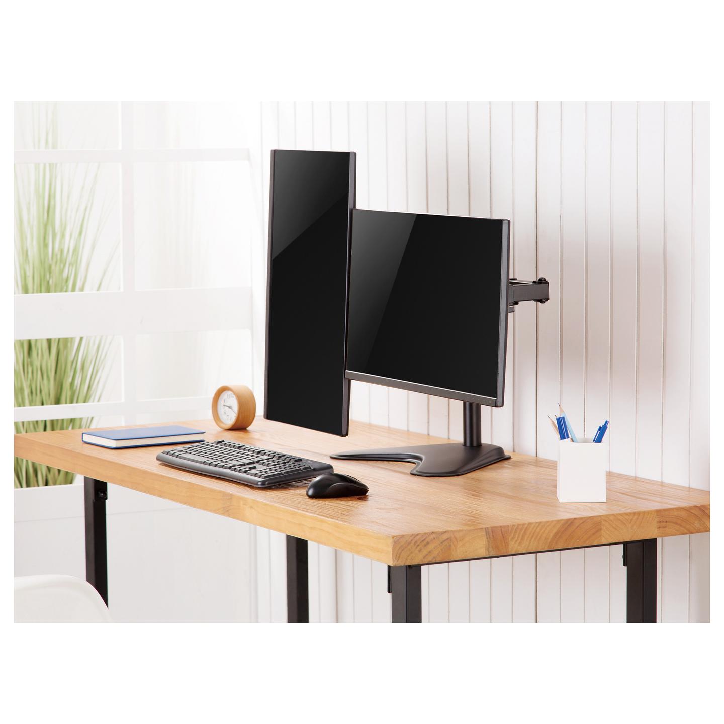 Mbajtëse për Monitor Equip 650123 , 2 Monitorë , 17–32" , deri 8kg për monitor , e rregullueshme , VESA 75x75–100x100 - Zezë - 5