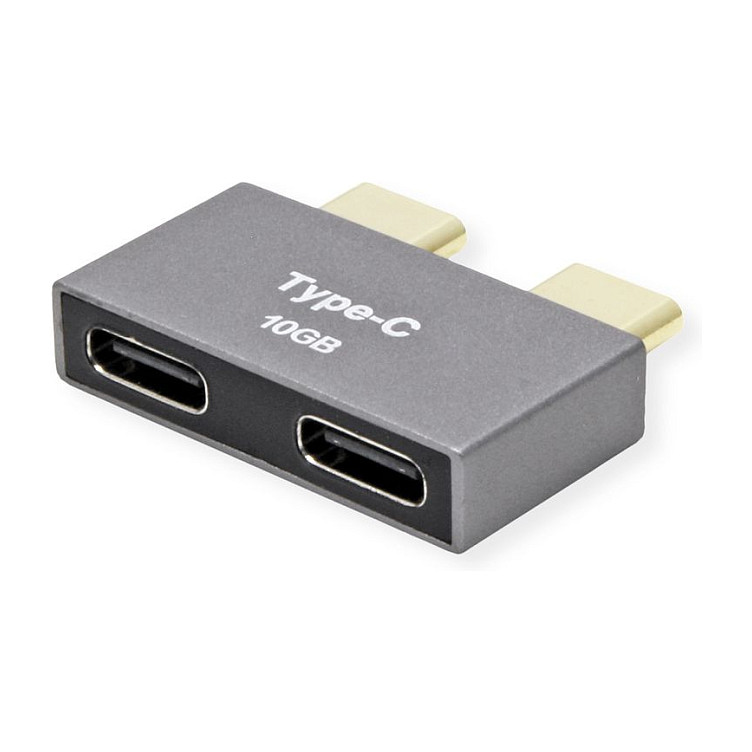 Adapter ROLINE 12.03.2945 / 2x USB-C në 2x USB-C / USB 3.2 Gen 2 / 10Gbps – Argjend - 5