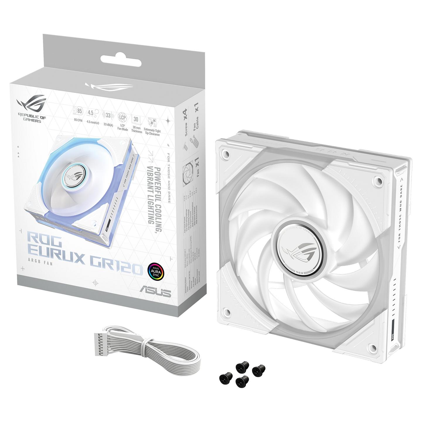 Ftohës për Kasë ASUS ROG Eurux GR120 ARGB, 120mm, PWM, 2600 RPM, 85 CFM, ARGB - Bardhë - 19