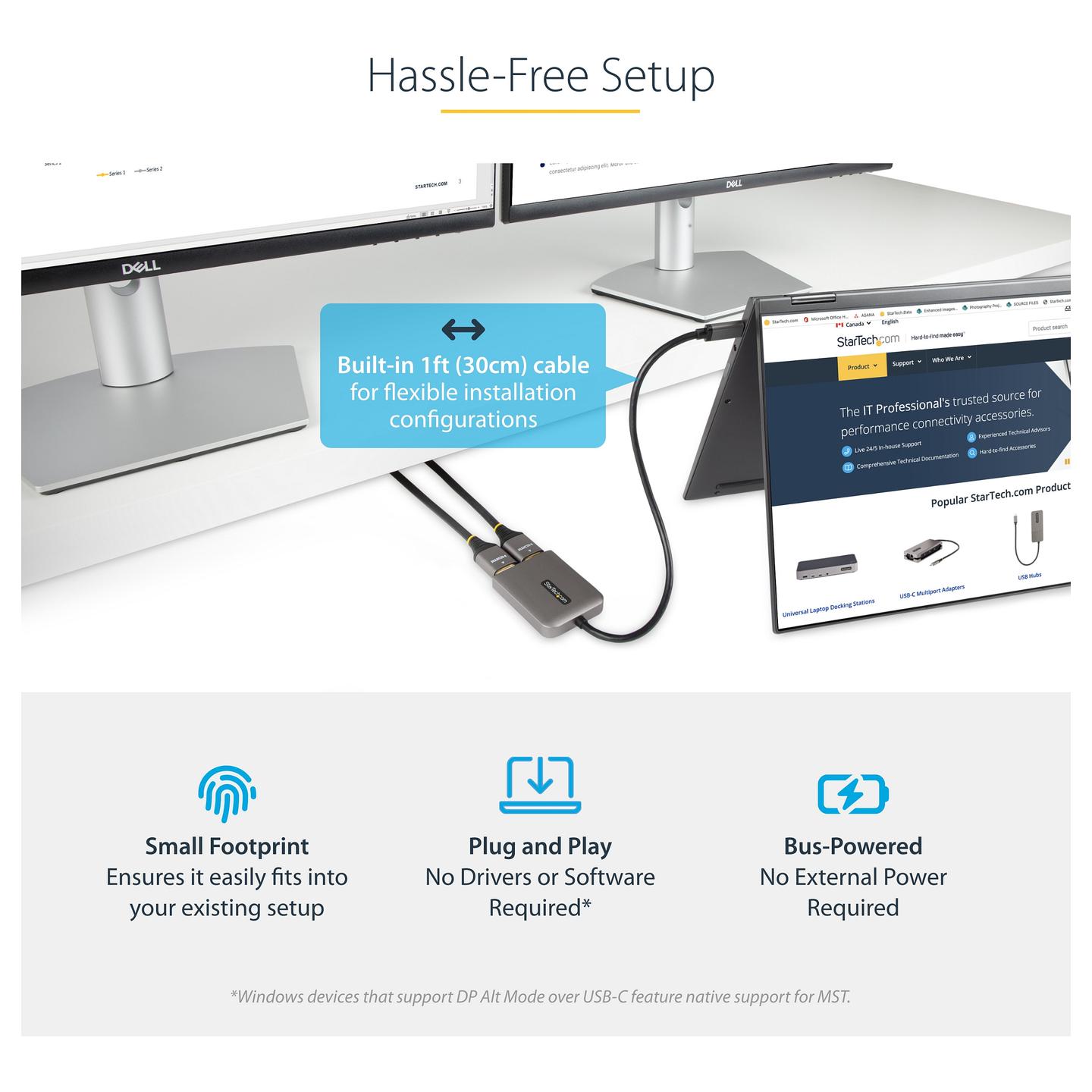 Adapter Grafik StarTech.com MST14CD122HD, USB-C në 2x HDMI, 4K 60Hz, MST, HDR, kabllo 30cm - Gri/Zezë - 8
