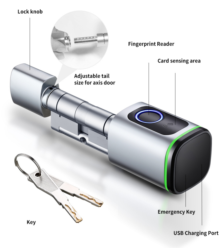 Sisteme të mençura Keyless Smart Cylinder TT -90 (40/50) mm / Smart / Hiri - 3