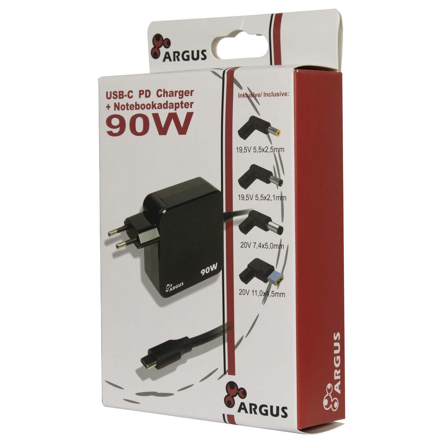 Karikues Inter-Tech PD-2090 / 90W / USB-C / PD 2.0/3.0 / 5V–20V / 4x Adapter DC / 1.4m - Zezë - 5