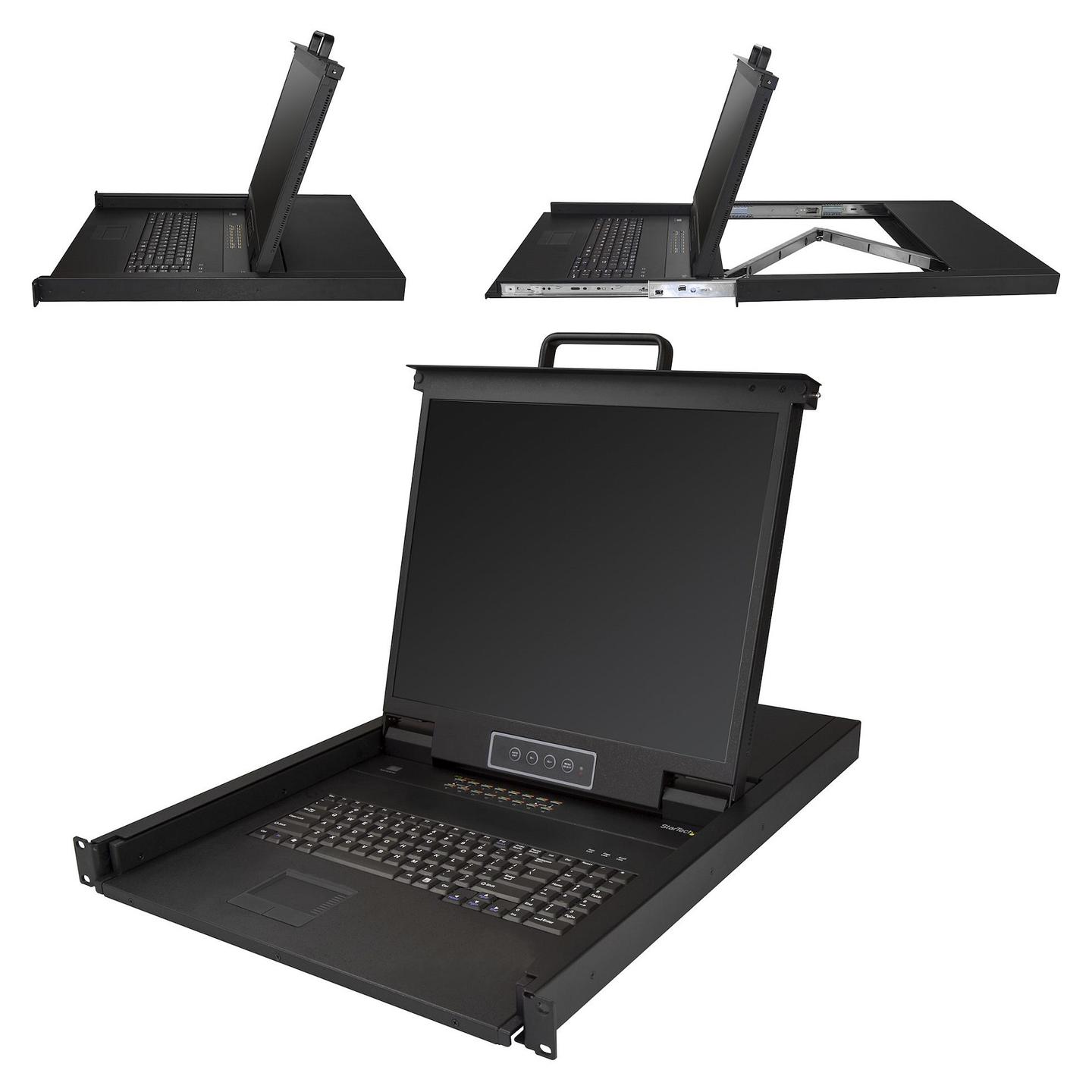 KVM Switch StarTech.com RKCONS1916K, 16 porta VGA, ekran LCD 19", 1280×1024px, Tastierë dhe Touchpad, Rack 1U - Zezë