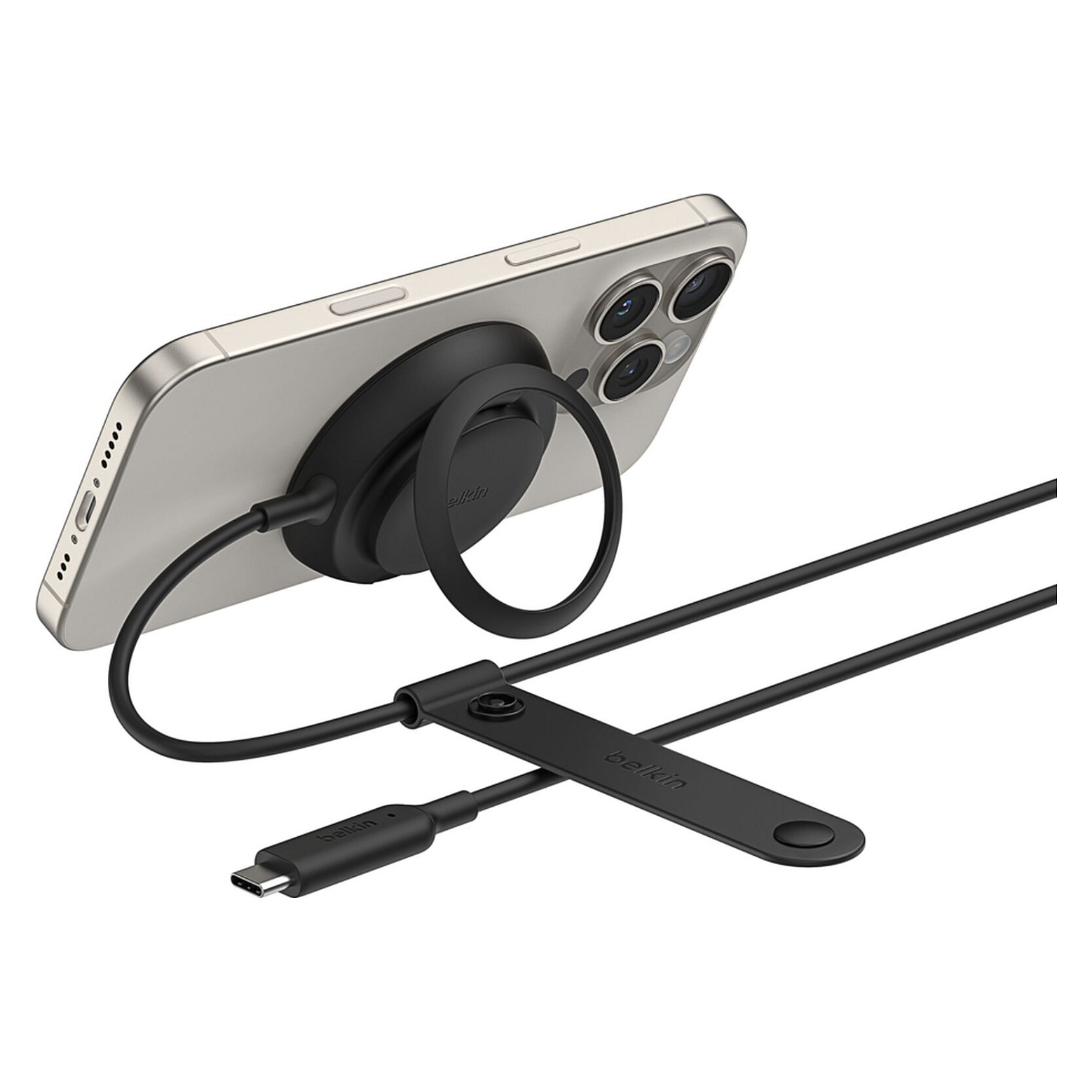 Karikues Pa Kabllo Belkin UltraCharge WIA014HQBK / Qi2 25W / USB-C / Mbajtëse e Integruar - Zezë